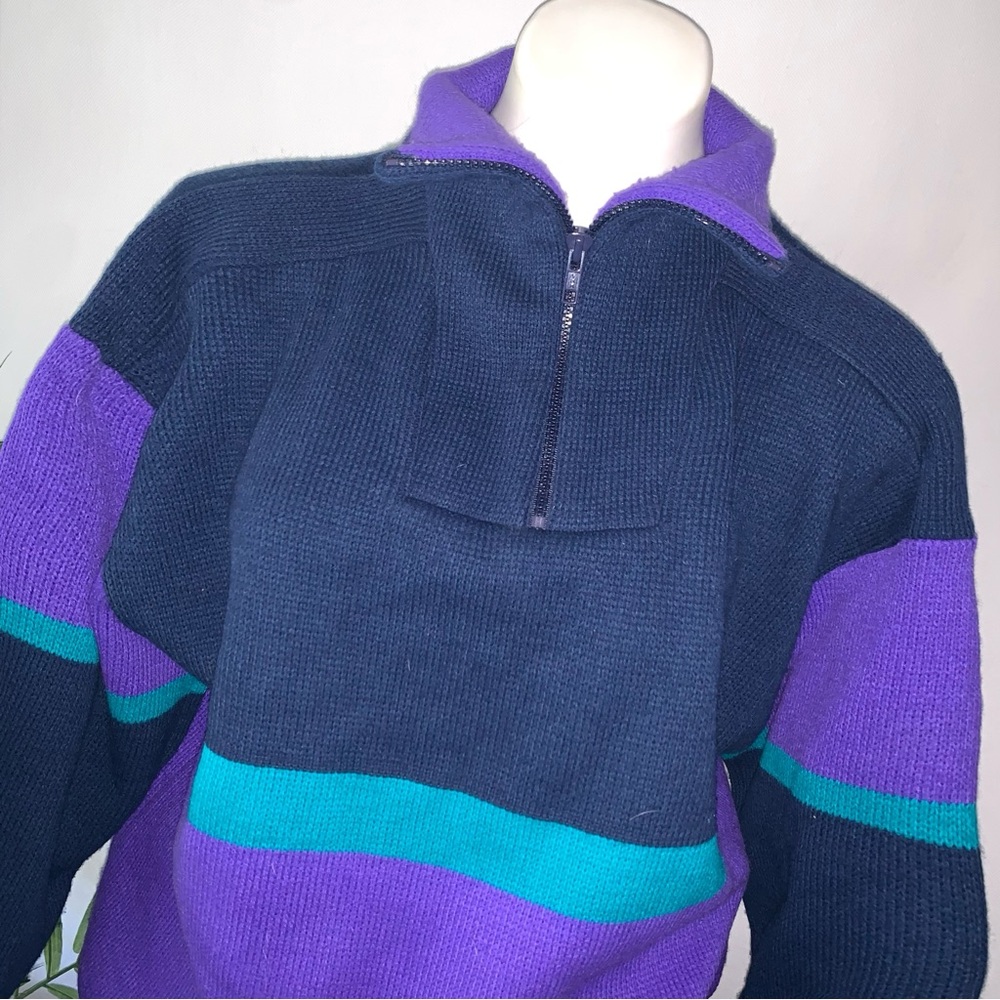 v i n t a g e :: Oversized 90s Bold Colorblock Ski Knit Sweater - Picture 9 of 11